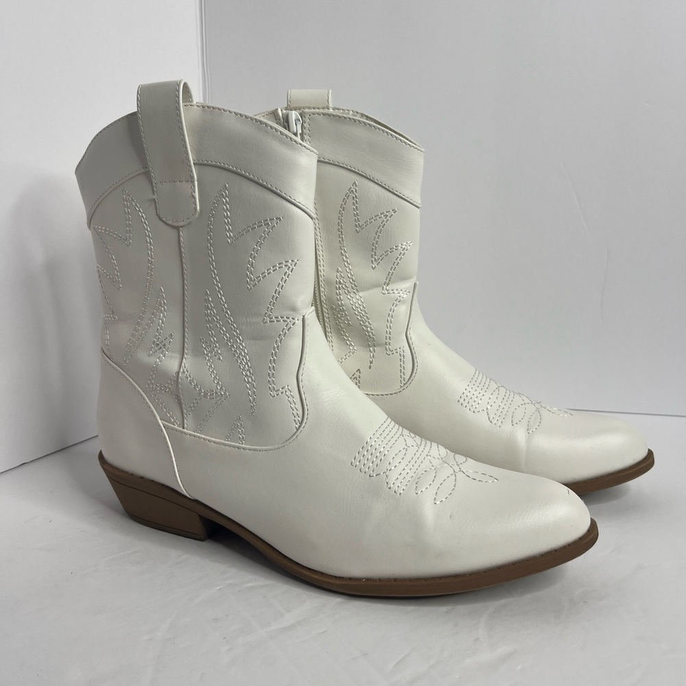 White Western Ankle Boots